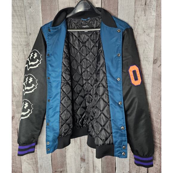 RUE 21 ANTISOCIAL Lightweight Letterman Jacket Blue Coat Men's Small - Picture 5 of 9